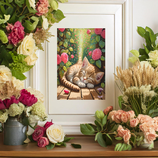 Sleeping Kitty in a Peony Garden 3