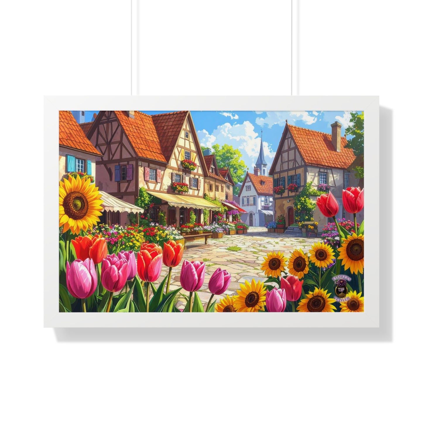Renaissance Village Market Square with Tulips and Sunflowers
