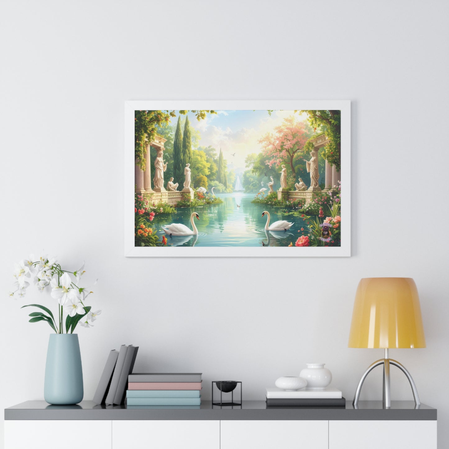 Gardens and Swans Serenity Scene