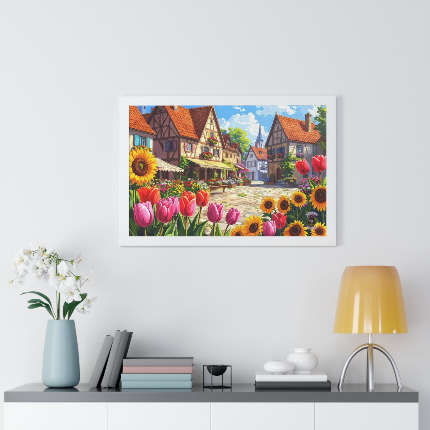 Renaissance Village Market Square with Tulips and Sunflowers
