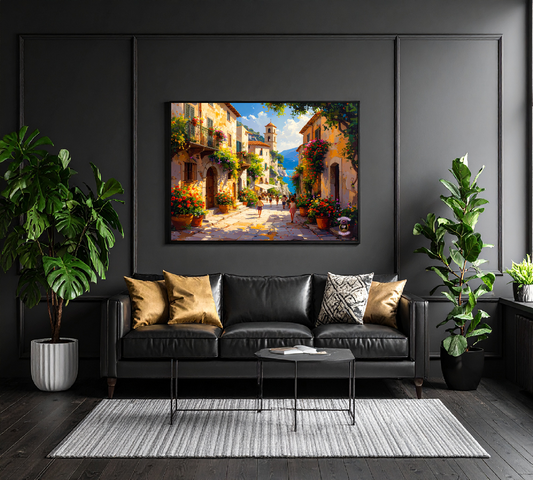 Sunlit Italian Coastal Village in Summer 2