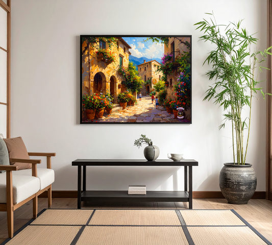 Sunlit Italian Coastal Village in Summer