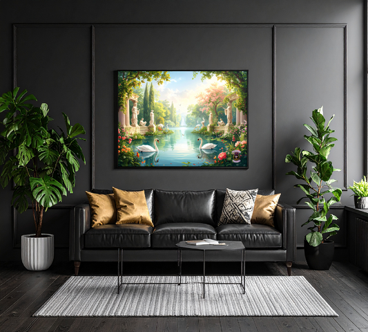 Gardens and Swans Serenity Scene