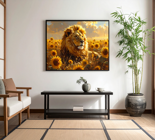 Sunflower Majesty – Renaissance Lion in Golden Bloom