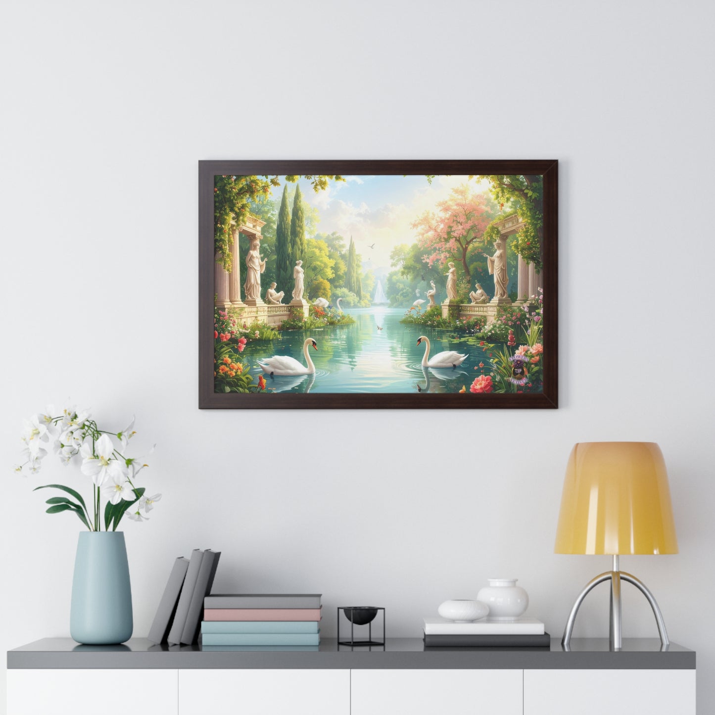 Gardens and Swans Serenity Scene