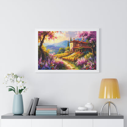 Italian Countryside Vineyard in Bloom
