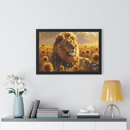 Sunflower Majesty – Renaissance Lion in Golden Bloom
