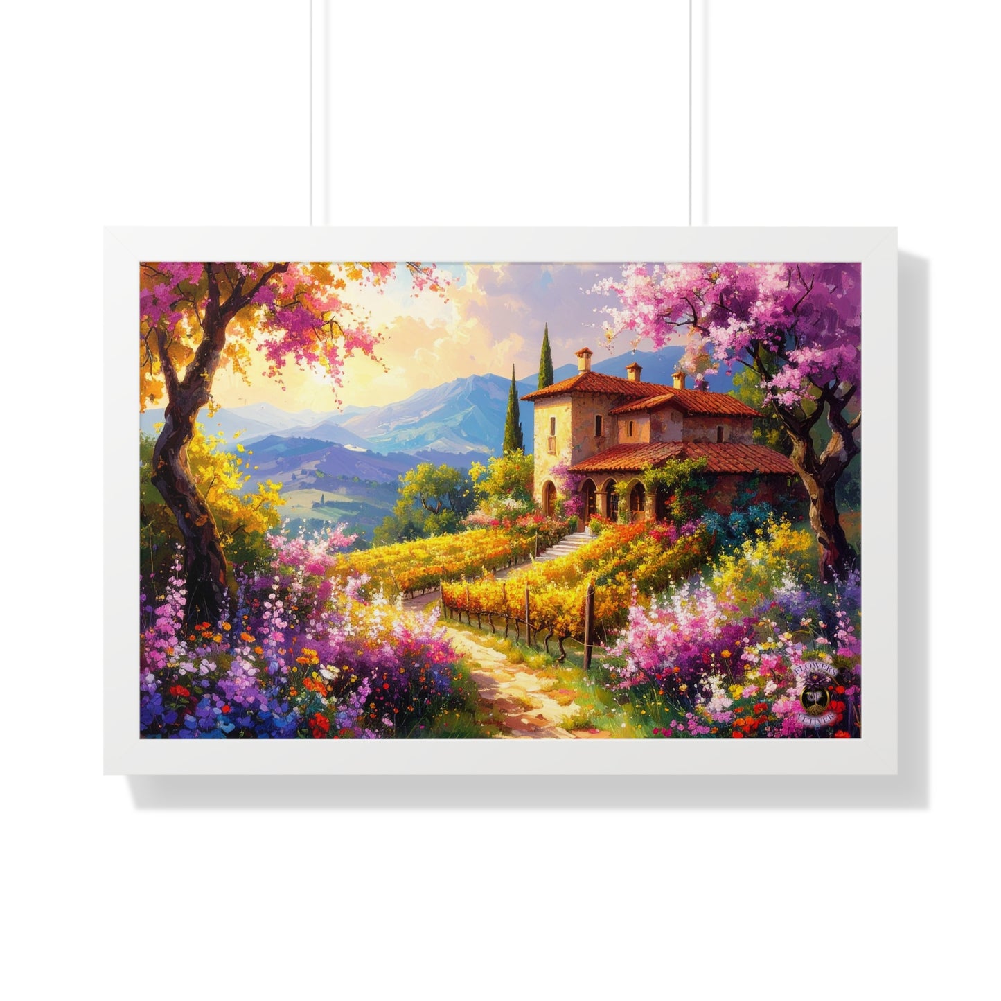 Italian Countryside Vineyard in Bloom