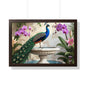 Elegant Peacock on Marble Fountain with Tuscan Renaissance-Inspired Details