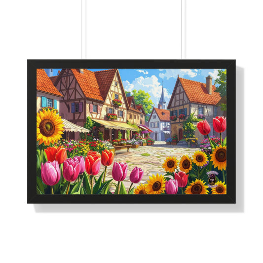 Renaissance Village Market Square with Tulips and Sunflowers