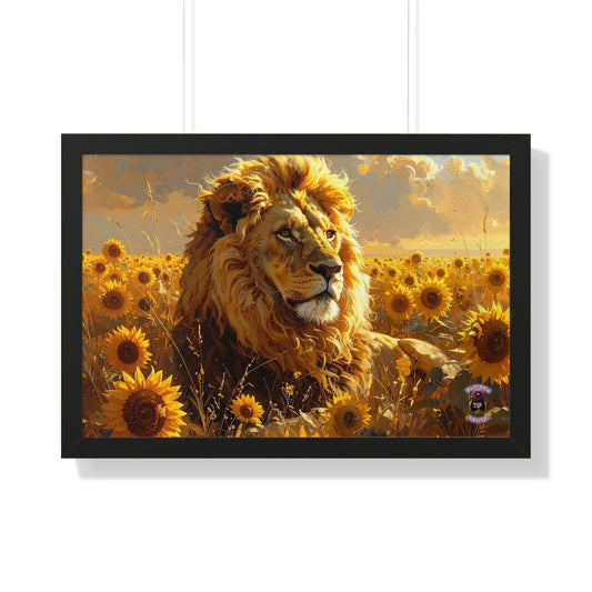Sunflower Majesty – Renaissance Lion in Golden Bloom