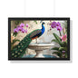 Elegant Peacock on Marble Fountain with Tuscan Renaissance-Inspired Details