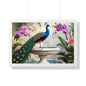 Elegant Peacock on Marble Fountain with Tuscan Renaissance-Inspired Details