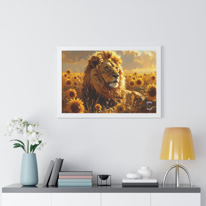 Sunflower Majesty – Renaissance Lion in Golden Bloom