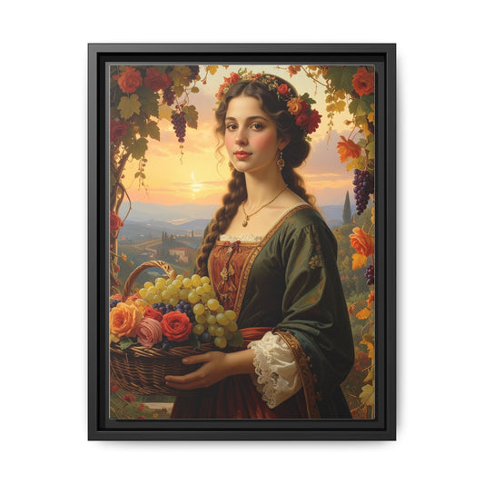 🍇 “The Harvest of Serenity” – Vintage Renaissance Floral Portrait