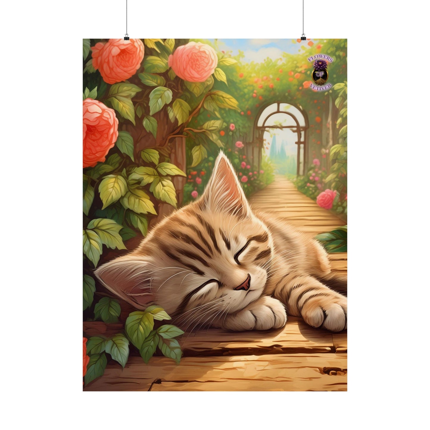 Sleeping Kitty in a Peony Garden 2
