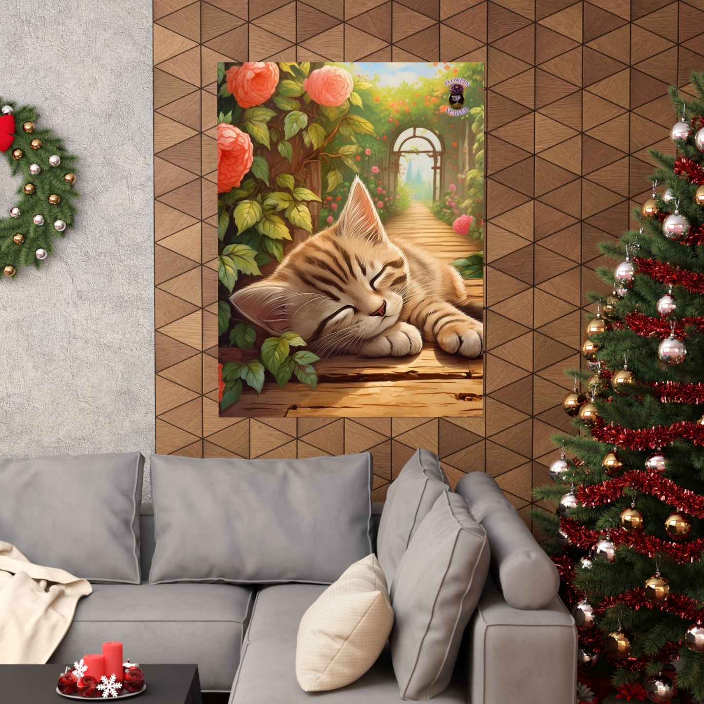 Sleeping Kitty in a Peony Garden 2
