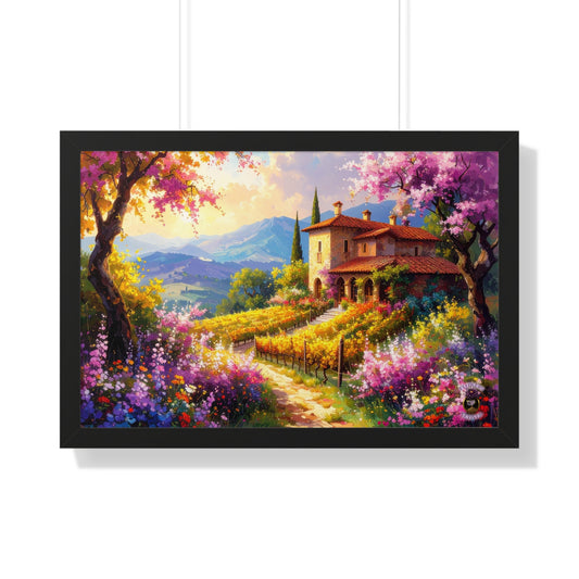 Italian Countryside Vineyard in Bloom