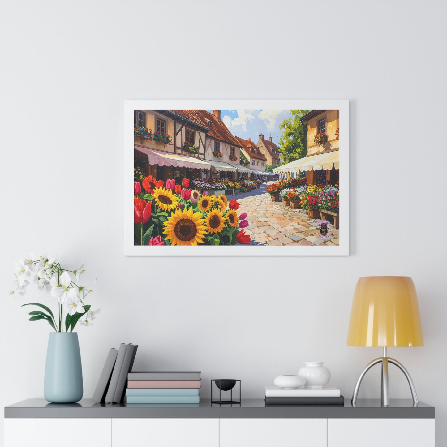 Renaissance Village Market Square with Tulips and Sunflowers 2