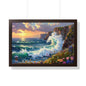 Ocean Wave and Cliffs with Wildflowers