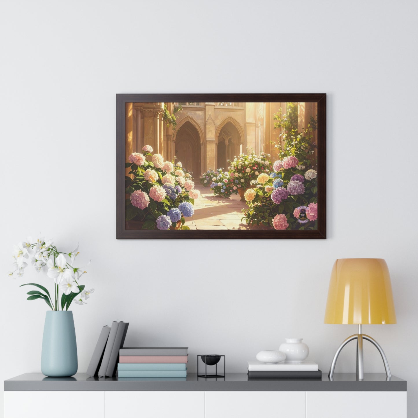 European Cathedral Courtyard Hydrangeas Magnolias Golden Sunlight