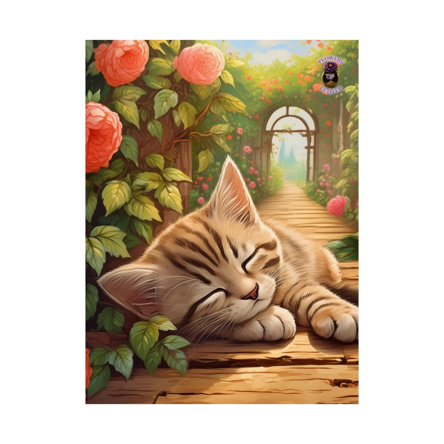 Sleeping Kitty in a Peony Garden 2