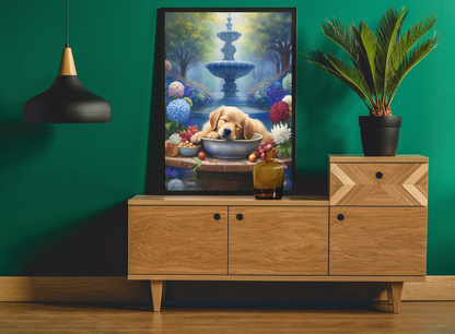 Golden Bliss: A Peaceful End to a Playful Day with Our Charming Golden Retriever Puppy