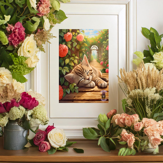 Sleeping Kitty in a Peony Garden 2