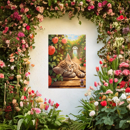Sleeping Kitty in a Peony Garden 2
